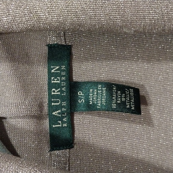 Lauren Ralph Lauren Women's Silver Shimmer Open Front Cardigan Sweater Sz S - Picture 2 of 7